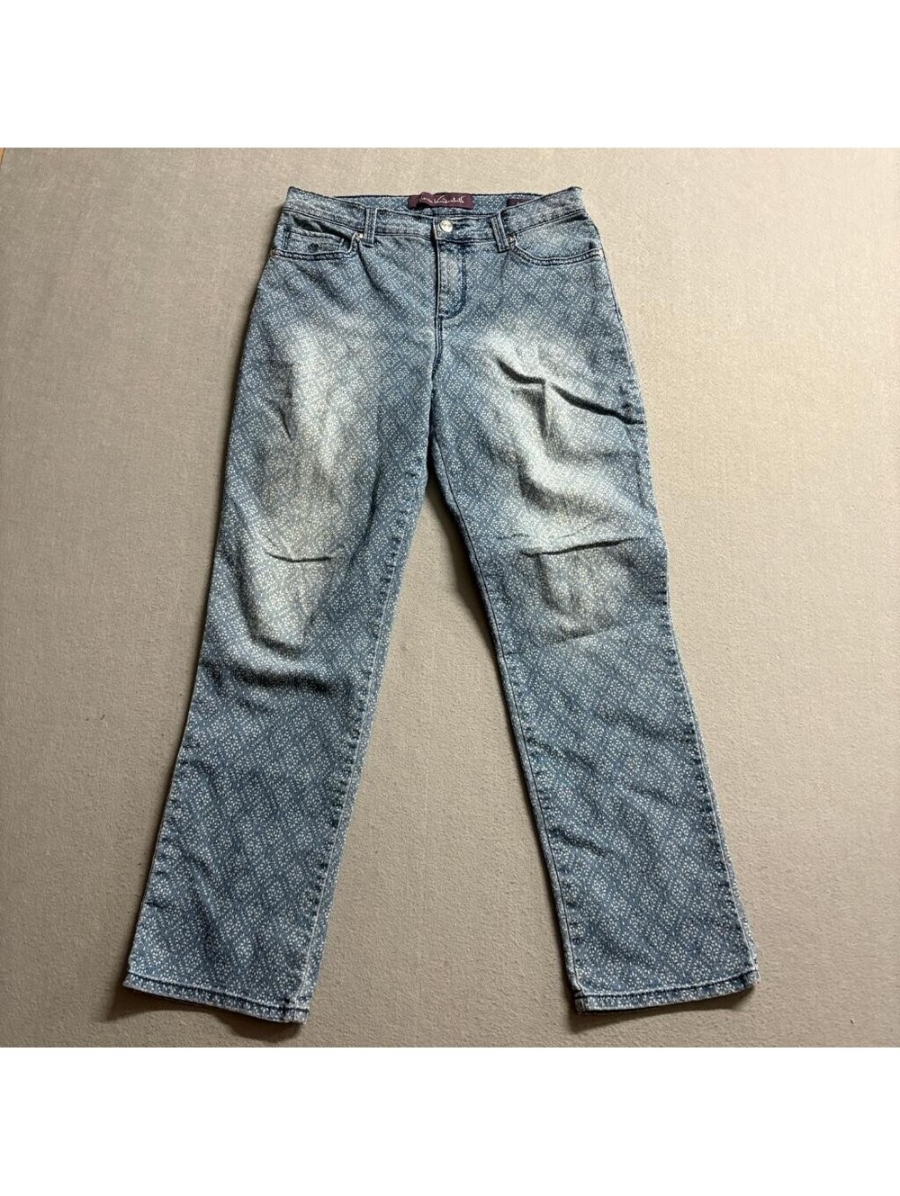 Gloria Vanderbilt Amanda Jeans Womens 4P Blue Patterned Stretch Denim Petite